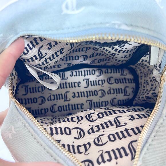 Juicy Couture Mini Backpack Denim White w/ Wallet Bag Purse New - Picture 7 of 11
